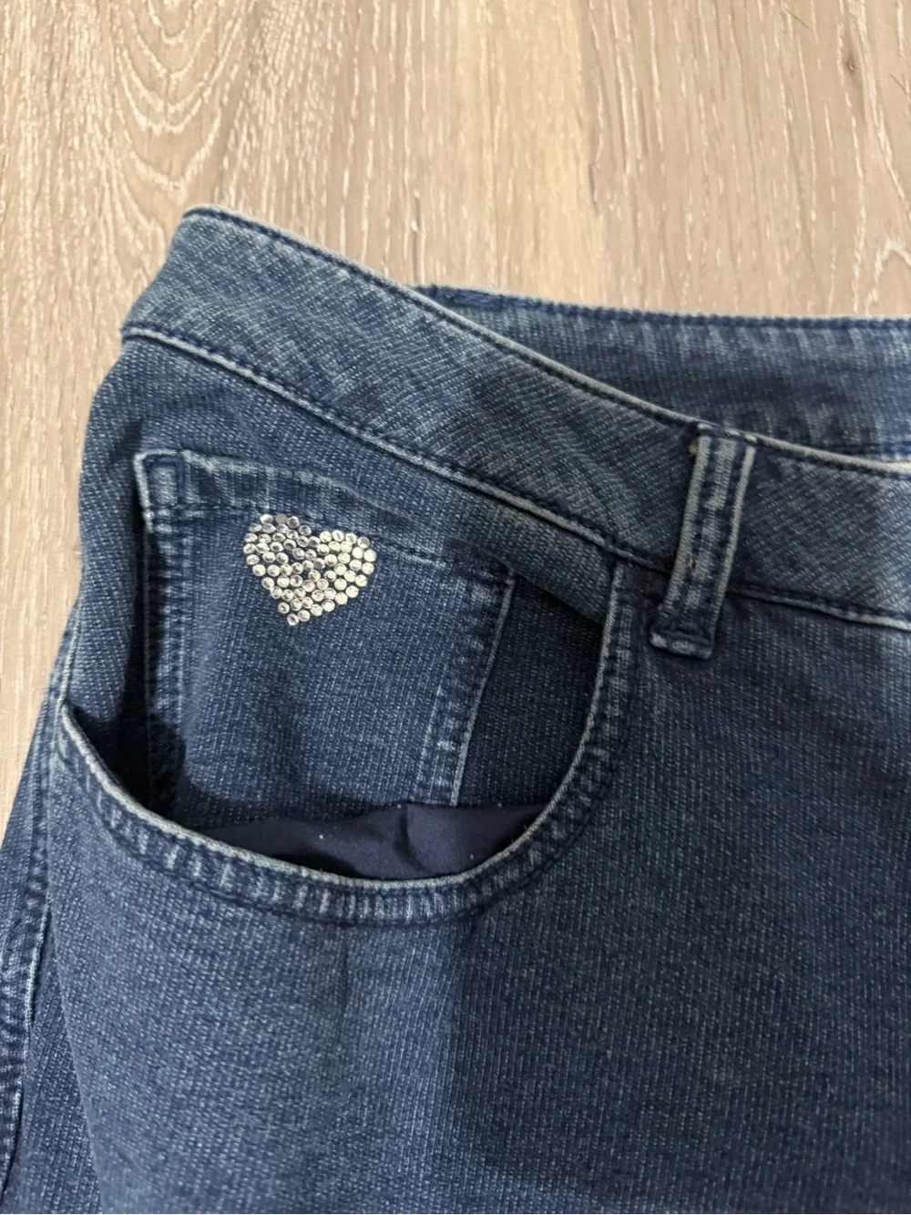 Quacker Factory Dark Blue Stretch Flare Wide Leg Jeans size 24W